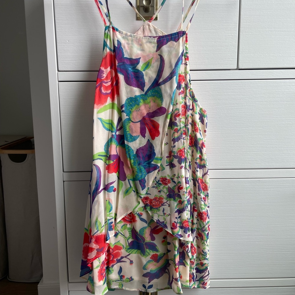 Maeve Pink and Red Sleeveless Spaghetti Strap Blouse